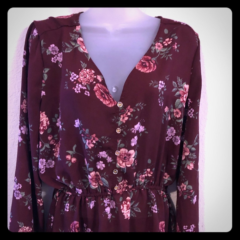 Long sleeve chiffon blouse